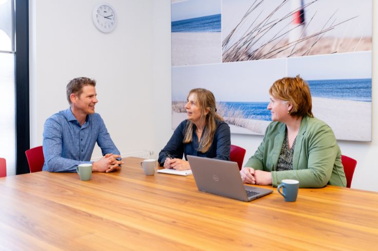 Frederik Heeres, Gea Brandsma, Annegré Bakker aan vergadertafel